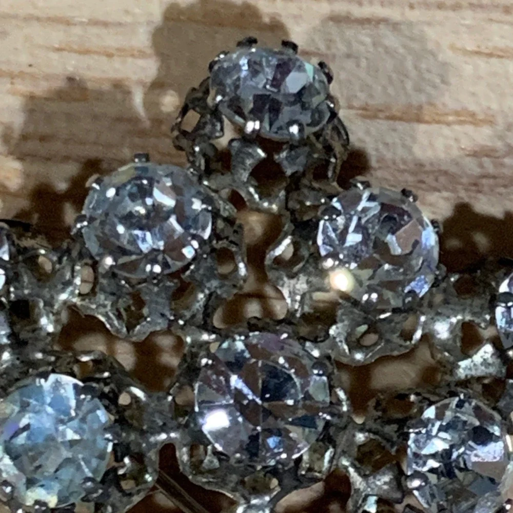 Austria Brooch Women OS Vintage Rhinestone Star Silver Tone Celestial MCM Pin